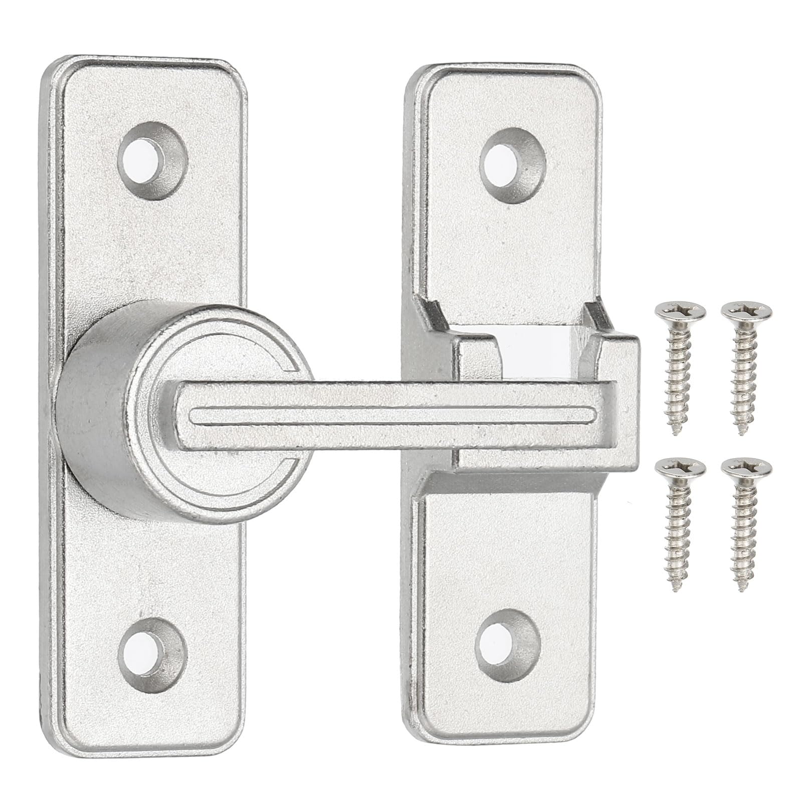 PATIKIL 180 Degree Barn Door Lock, Flip Latches Zinc Alloy Safety Sliding Door Bolt Latch Lock for Garage Bathroom Sliding Swing Open Door, Silver