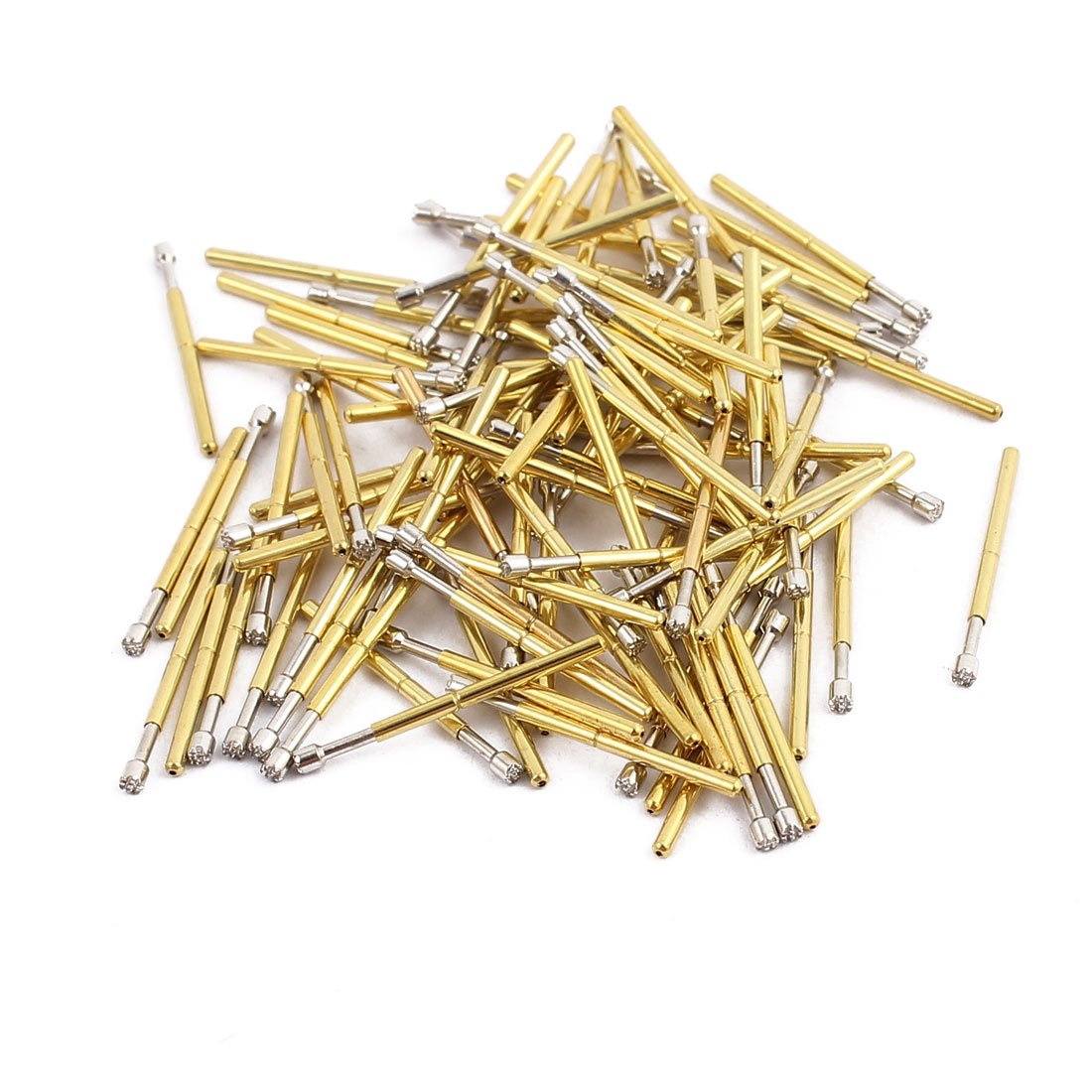 Sourcingmap 100pcs P75-H2 1.0mm Dia 16.5mm Length Metal Spring Pressure Test Probe Needle