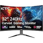 KTC 32 Inch 240Hz Curved Gaming Monitor, 2K 1440P Computer PC Monitor with 1000R 1ms Frameless, Adaptive Sync,122% sRGB, HDMI, DisplayPort, Tilt Adjustable, H32S25E
