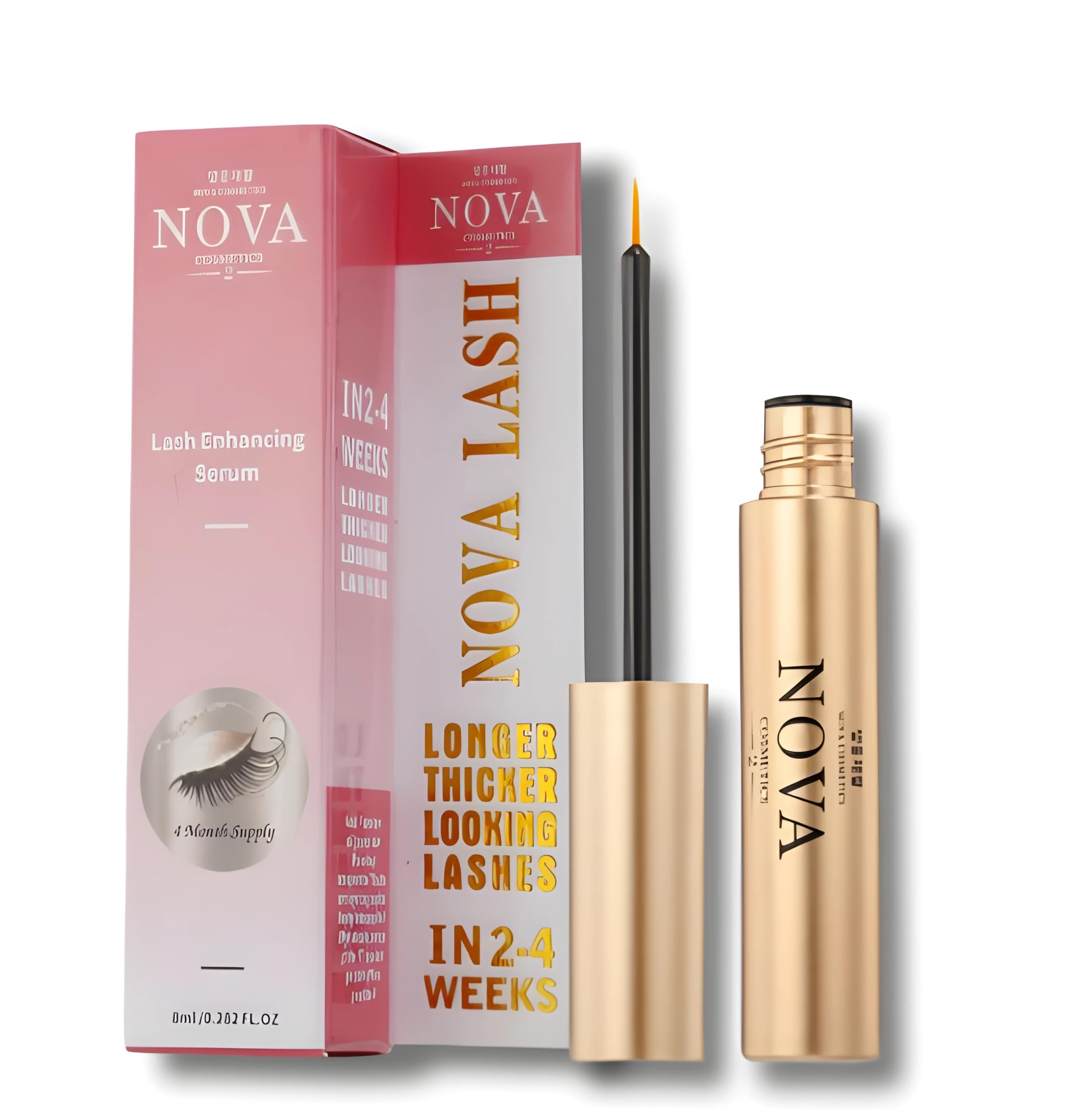 Nova Cosmetics Eyelash Growth Serum (XL Size - 8ml) | Lash Serum for Fuller, Thicker, Longer Lashes | Eyelash Enhancer for Natural Lash Growth & Volume | Eyelash Serum for Women & Men