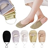 Ligficn 5 Pairs No Show Sling Back Socks Low Cut Liner No Show Padded Half Socks for Heels