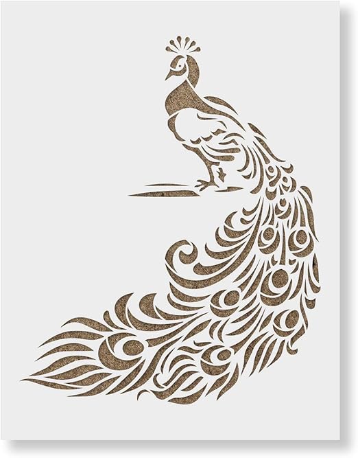 Peacock Stencil Template for Walls and Crafts Reusable Stencils for
