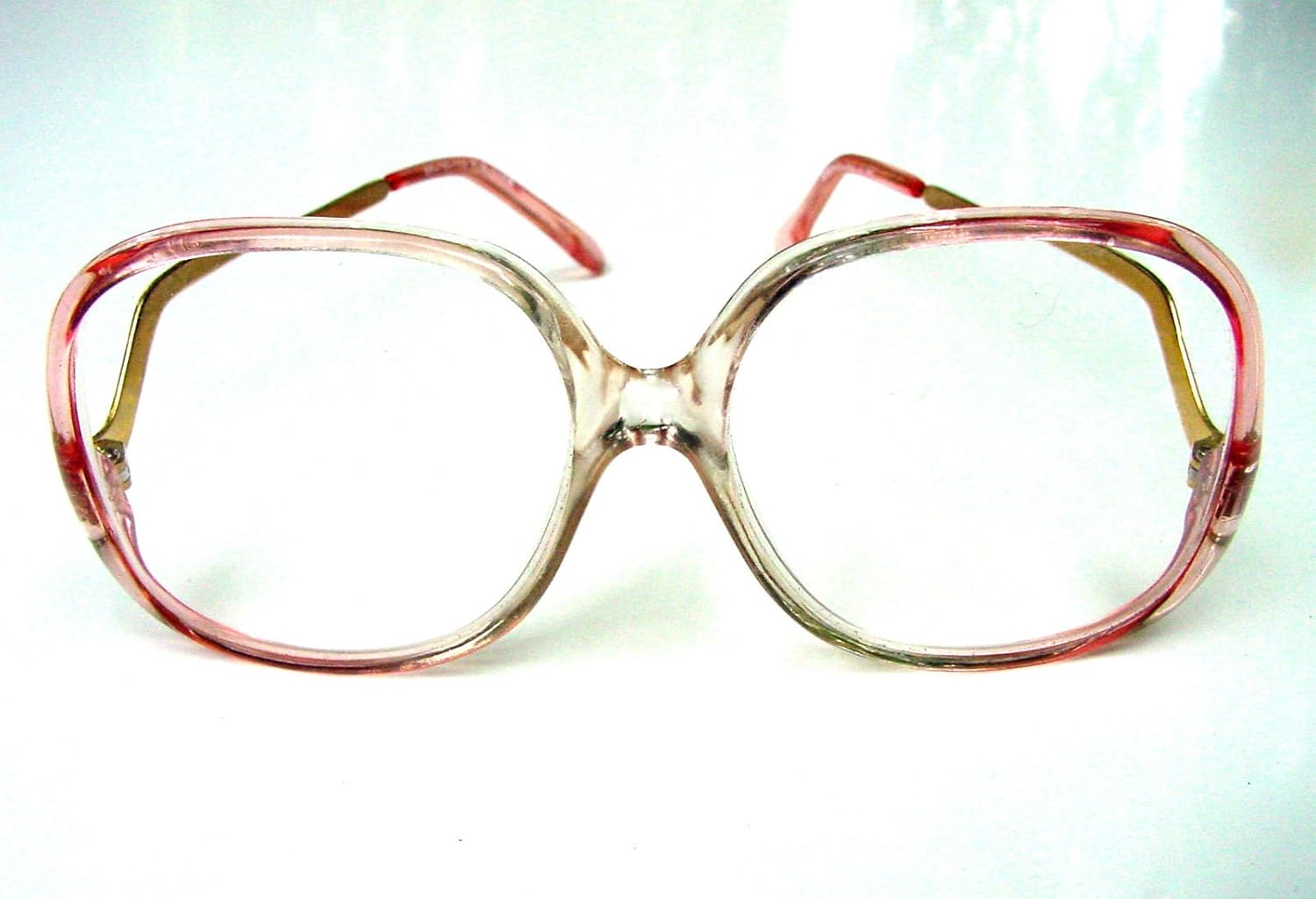 NEW LARGE READING GLASSES RETRO STYLING CLEAR & PINK 6 STRENGTHS MILANO