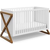 Storkcraft Equinox Convertible Crib (White & Vintage Driftwood) – GREENGUARD Gold Certified, Fits Standard Crib Mattress, Converts to Toddler Bed and Daybed, 4 Adjustable Mattress Heights