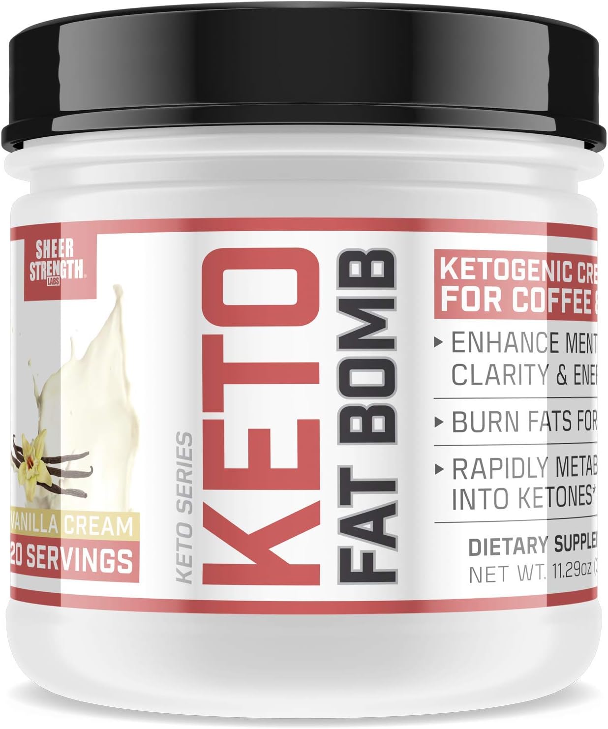 Keto Coffee Creamer with MCT Oil Powder & L Theanine | Healthy Fats Formula Supports Rapid Weight Loss & All-Day Energy | Ketogenic & Paleo Diet Friendly (11.29oz) from Sheer Strength Labs