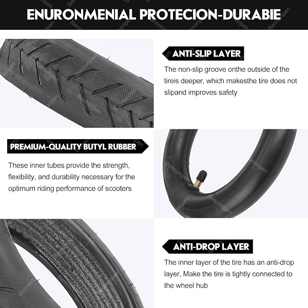 8.5 INCHES ELECTRIC SCOOTER TIRES 50/75-6.1 COMPATIBLE FOR GOTRAX GXL V2/XIAOMI M365/PRO/1S ELECTRIC SCOOTER OUTER TIRE 8 1/2X2 TUBE TIRE REPLACEMENT INNER(STRAIGHT VALVE STEM)(1 SET)