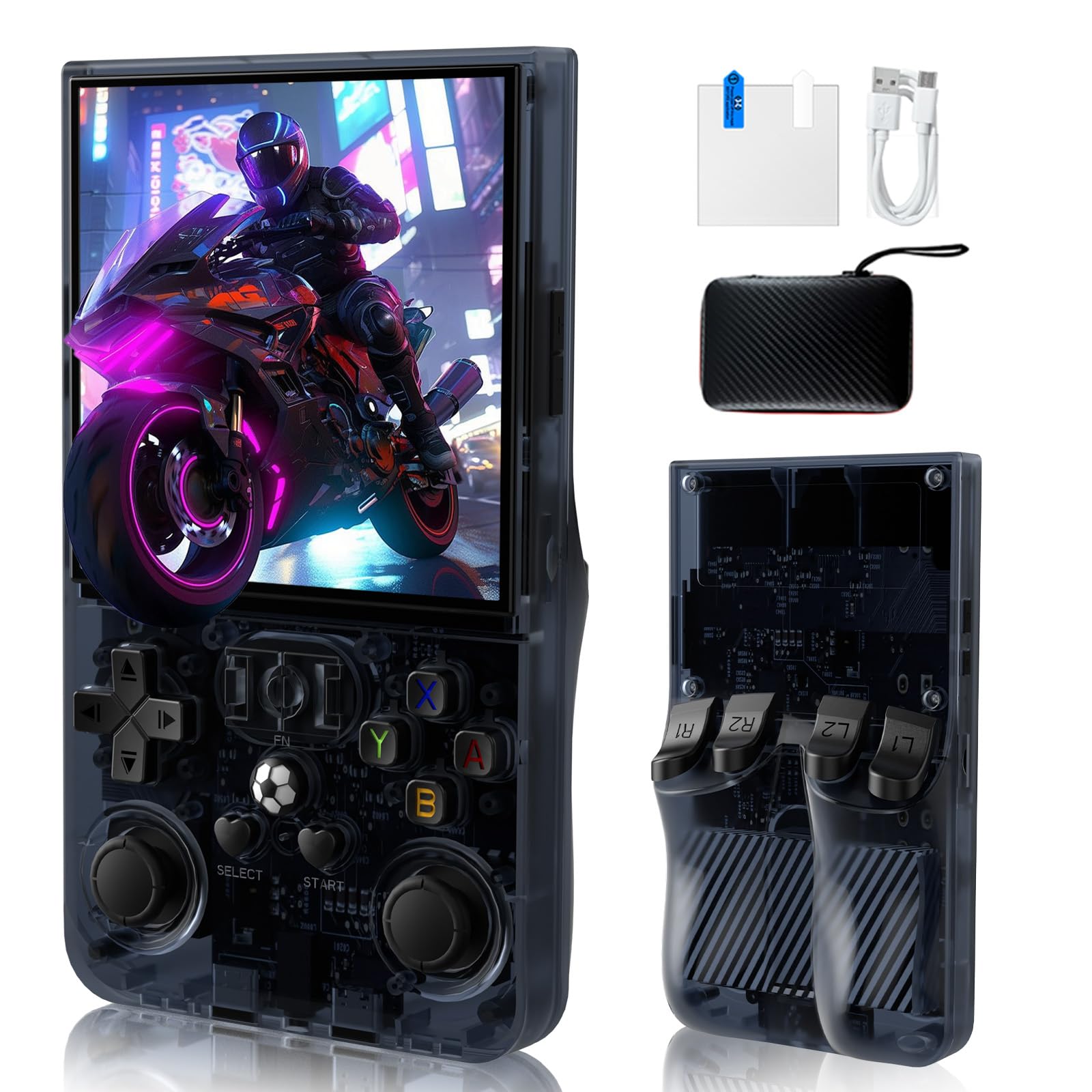 Photo 1 of 2025 New Upgrade R36MAX Handheld Game Console, Built-in 4000mAh Battery, 4K HD 4" IPS Glass Screen, Supports 18000+ Classic Games, Linux-Based Retro Gaming Console(Grey)