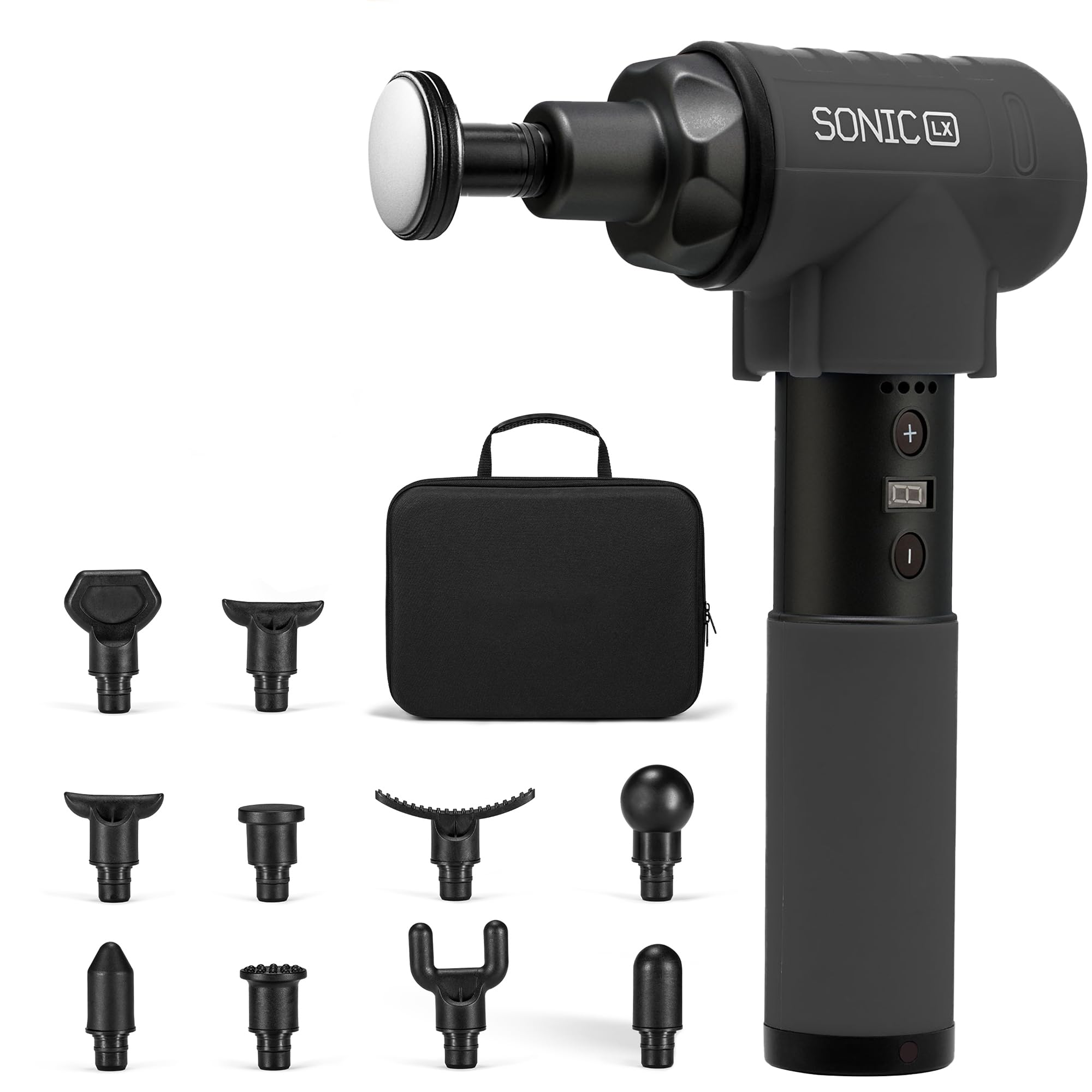 Photo 1 of LifePro Sonic LX Athletic Heated Massage Gun – Deep Tissue Portable Massager for Muscle Recovery - 9 Speed & 10 Heads Massage Gun - Rechargeable Percussion Massager for Athletes & Sports Enthusiasts
