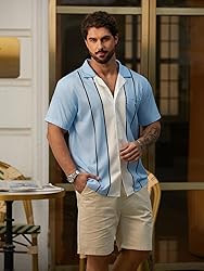 Hardaddy Men's Bowling Shirts Short Sleeve Button