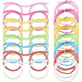 8 Pcs Loop Straw Glasses,Multicolor Reusable Crazy Straws,Novelty Silly Glasses Straws for Parties Birthday,DIY Fun Activities, Annual Meeting Party Funny Decoration