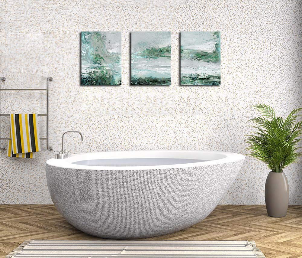 arteWOODS Abstract Canvas Wall Art Bedroom Wall Decor Contemporary Wall Art Bathroom Wall Decor Grey Blue Green Canvas Picture Modern Artwork for Home Decoration 12\