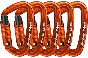 AINIKEY Climbing Carabiner Clips 25kN Auto Locking Carabiner, Professional Heavy Duty Large Locking Carabiner Clips for Rock/Ice Climbing Rappelling Rescue Swing etc, D Shaped, Large Size