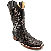 The Western Shops Mens Leather Square Toe Cowboy Boot Embossed Crocodile Alligator Print Western Boot