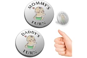 MELIATOMIA Fathers Day New Baby Gifts for Parents,Double-Sided Decision Coin Gift for New Mom & Dad,Funny Baby Shower Gifts for Couple,Gifts for Pregnant Women as Halloween Thanksgiving Christmas Gift，D-Silver