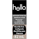 hello Epic Whitening Activated Charcoal Toothpaste, Fluoride Free Toothpaste with Charcoal and Coconut Oil, Whitens Naturally