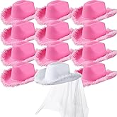 Unittype 12 Pcs Women Cowgirl Cowboy Hats Bachelorette Cowboy Hats for Bridal Shower Wedding Engagement Halloween Cosplay