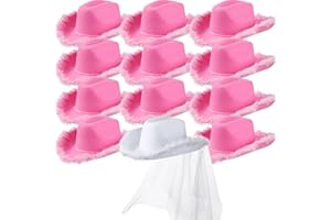 Unittype 12 Pcs Women Cowgirl Cowboy Hats Bachelorette Cowboy Hats for Bridal Shower Wedding Engagement Halloween Cosplay