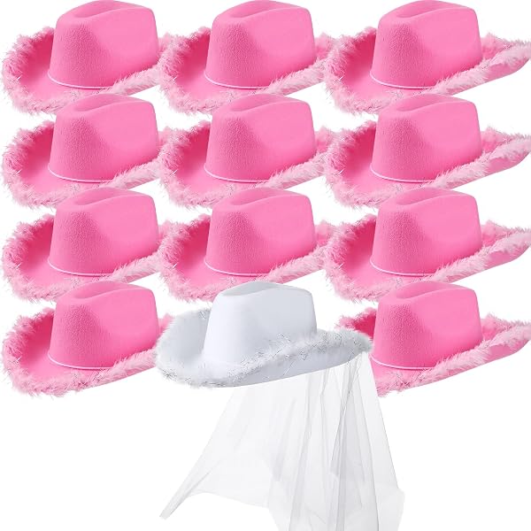 Amazon.com: Hicarer 6 Pack Women Cowgirl Cowboy Hats with  display picture 3