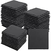 40 Pack 4 Inch Square Slate Coasters,Slate Coasters for Drinks, Black Stone Slate Coaster with Anti-Scratch Bottom, Ideal for Home Decor, Bar, Housewarming Gifts, and Laser Engraving KUKLIPJIM