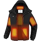 VERGOO Graphene Mens Heated Jackets with 18400mAh Battery Pack Winter Waterproof Electric Self Heating Coat with Hood