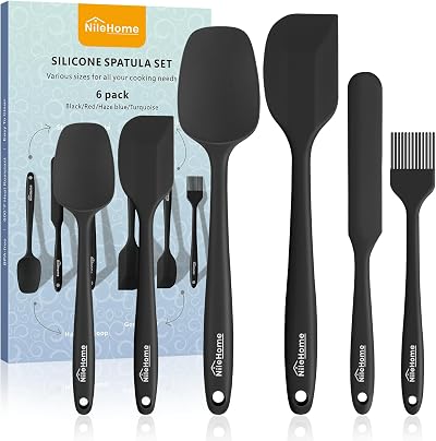 NileHome Silicone Spatula Set 6 Pieces Food Grade BPA-Free Heat Resistant 600°F