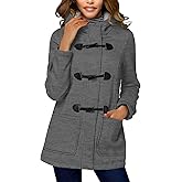 STOLKISS Women Fleece Jacket with Hood Fashion Horn Button Winter Warm Thicken Coat Long Soft Windbreaker Insulated Shells