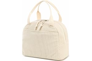 Bluboon Lunch Bag for Women Men Cute Corduroy Lunch Tote Bags Reusable Insulated Lunch Box Large Capacity Reusable Insulated 