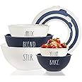 Rae Dunn Mixing Bowls with Lids - 10 Piece Plastic Nesting Bowls Set includes 5 Prep Bowls and 5 Lids