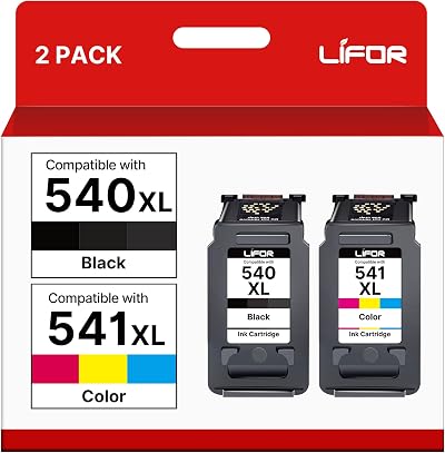 LIFOR 540XL 541XL Twin Pack Ink Cartridges for Canon Pixma TS5150 MG3600 MG3650