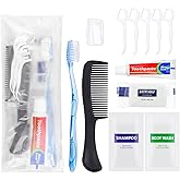 5 Sets Personal Hygiene Kit Basic Toiletry Kits Homeless Supplies Bulk for Travel,Charity,Business Include 5 Toothbrush, 5 Toothpaste, 5 Comb, 5 Bath Soap, 5 Shampoo,5 Body Wash, 25 Floss Picks