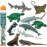 Safari Ltd. Endangered Marine Species TOOB - Figures of Whales, Marine Iguana, Galapagos Penguin, Sea Lion, Spotted Eagle Ray, Sawfish, Hammerhead and Turtles - Toys for Boys, Girls & Kids Ages 3+