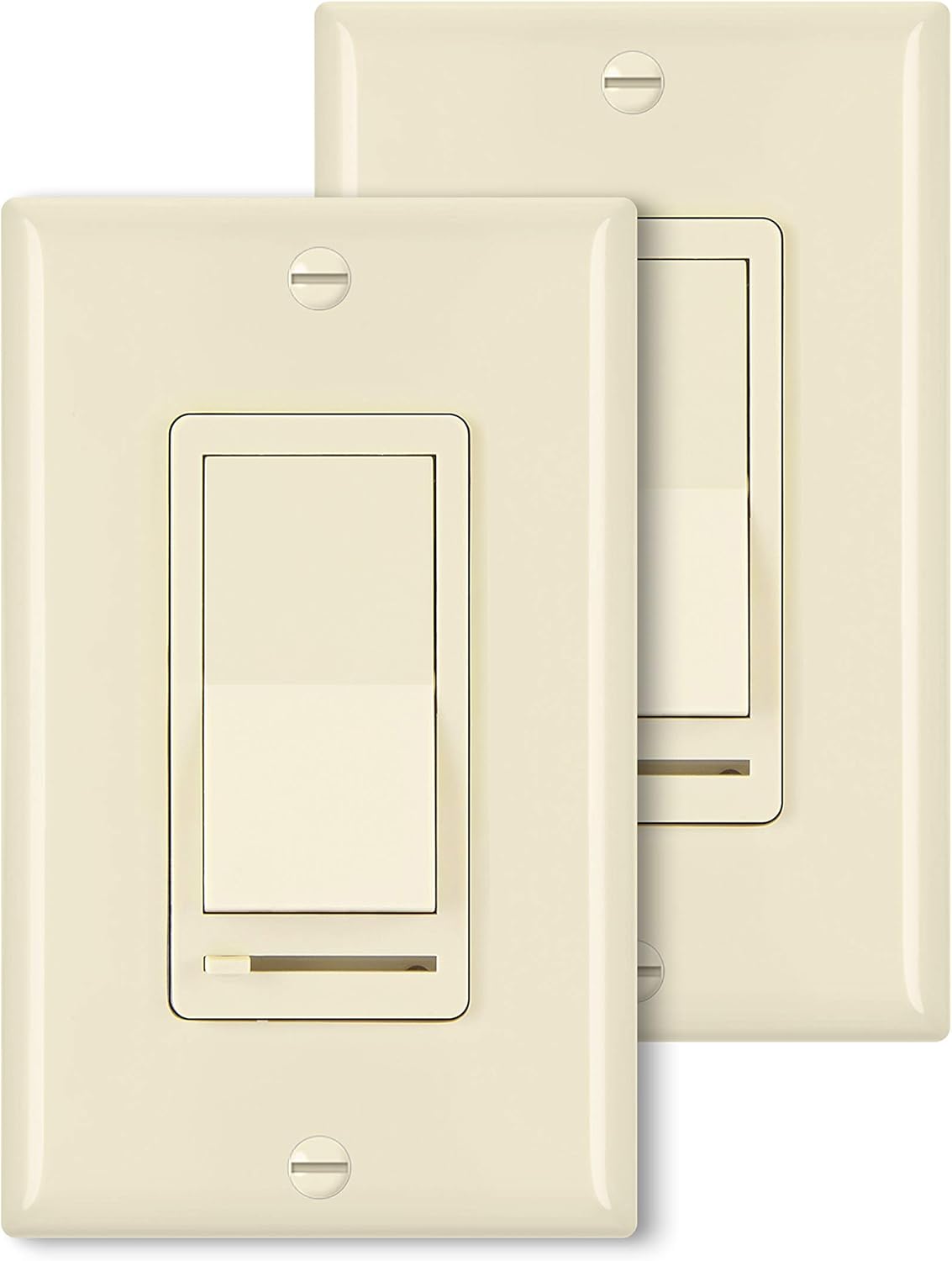 [2 Pack] BESTTEN Dimmer Wall Light Switch, Single-Pole or 3-Way, Compatible with Dimmable LED, Incandescent, Halogen and CFL Bulbs, Wall Plate Included, UL Listed, Ivory: Industrial & Scientific