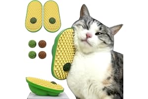 miwoowim 2 Pcs Catnip Toys Balls That Stick on Wall,Cat Toy Ball, Catnip Wall Balls for Cats Lick,Cat Face Scratchers Cat Rubbing Post, Cat Wall Brush (Yellow)