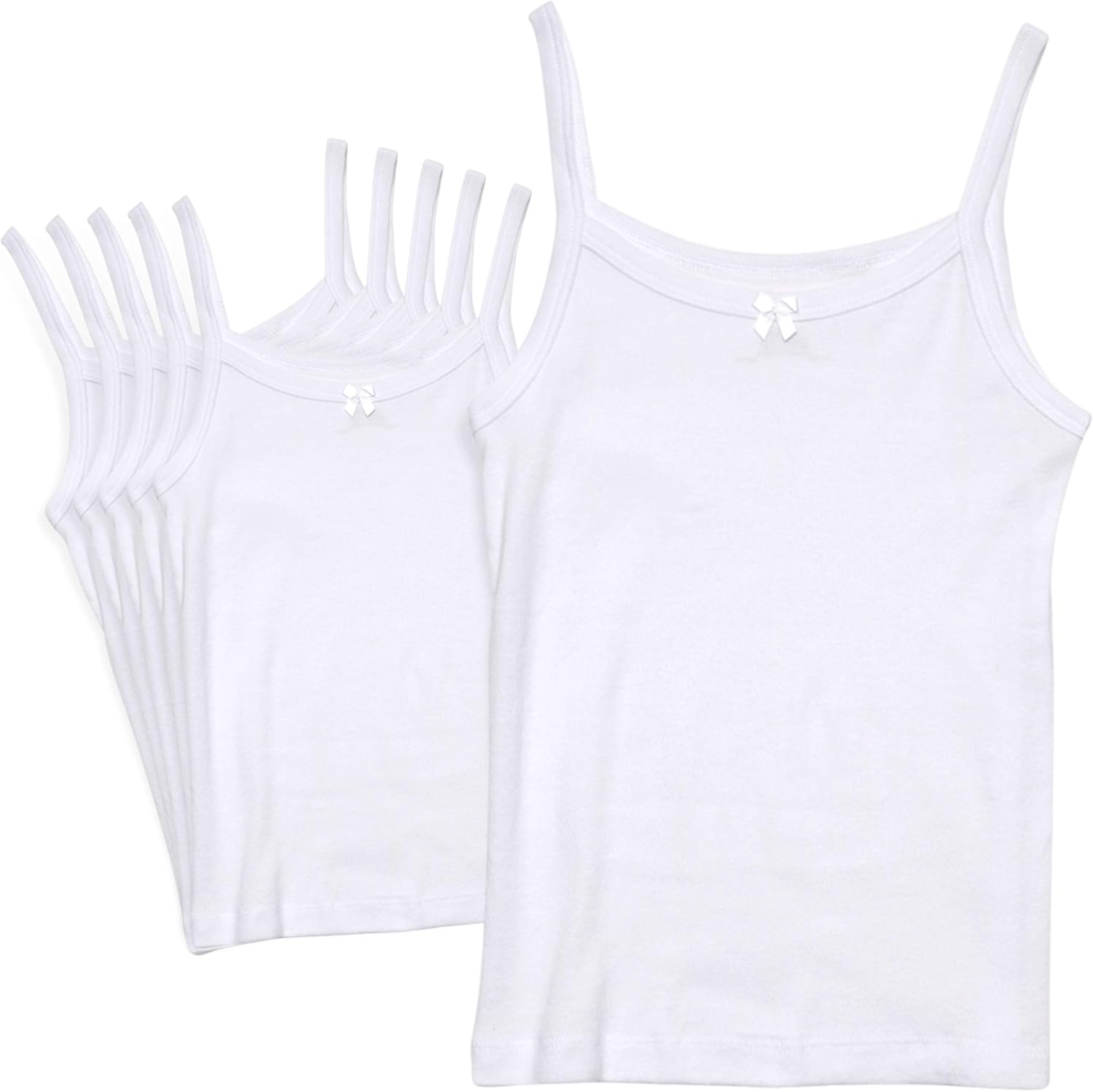 Rene Rofe Girls White Undershirt Camisole Tank Top - Supersoft Tagless Cami (6 Pack): Clothing