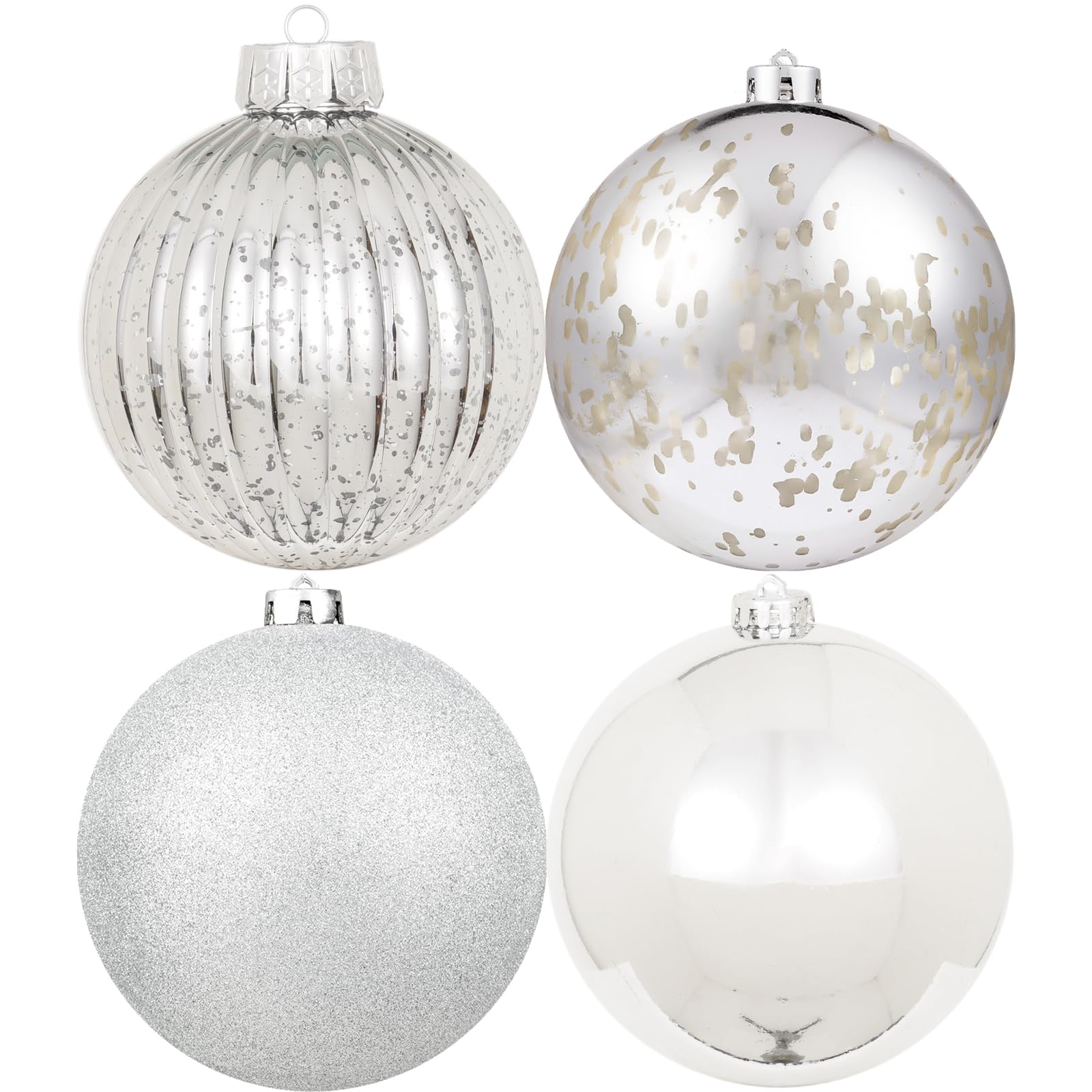 Photo 1 of 6in Large Christmas Ornaments Shatterproof Christmas Ball Ornaments Giant Xmas Tree Decoration Decorative Hanging Mercury Balls for Party,Home,Holiday (Silver,4pc)