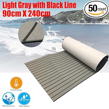Churershining Eva Faux Teak Decking Sheet For Boat Yacht Marine Flooring Mat Non Slip Mat Self Adhesive Carpet 35 4 X94 5 Light Brown Grey
