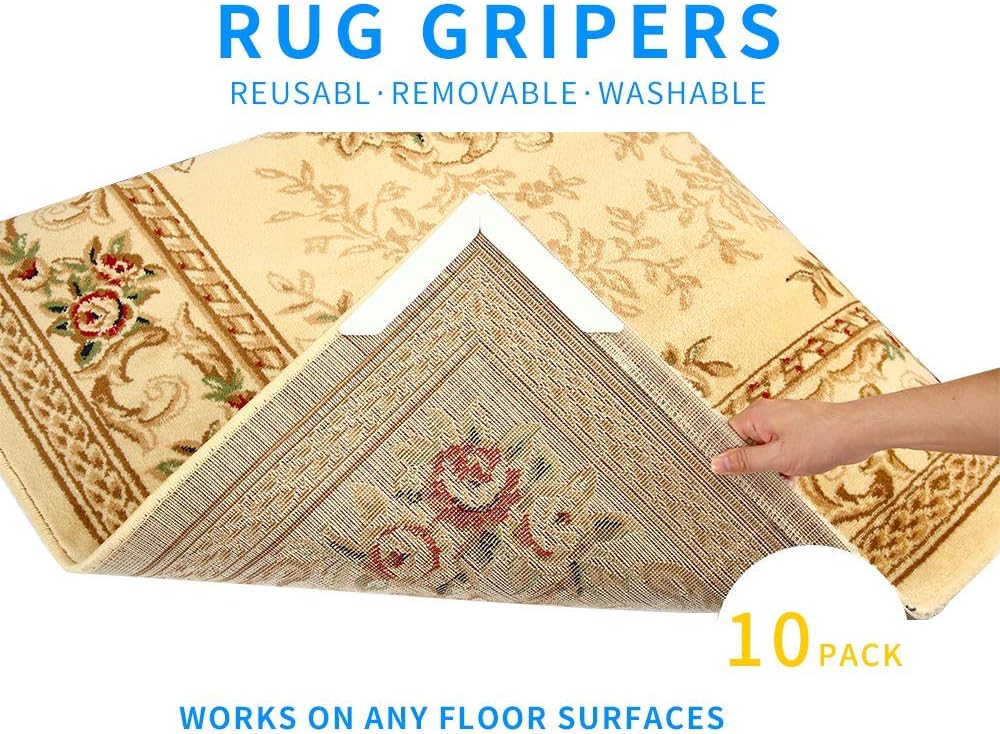 Anti Curling Rug Grippers,Non Slip Carpet Gripper（Reusable And Removable) For Hardwood Floors On Skid Carpet Corners Keeps Your Rugs In Place&Makes Corners Flat