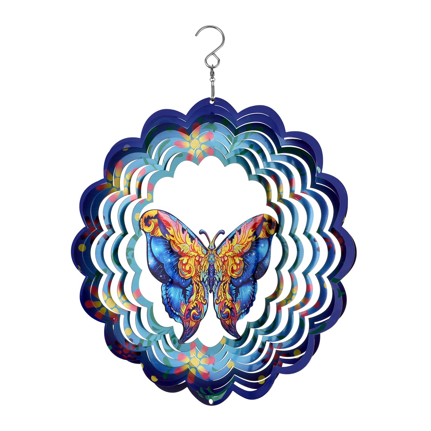 Hanging Wind Spinner, 12.6x9.84in Butterfly Metal Wind Spinners Artistic 3D Hanging Wind Spinner Butterfly Gifts for Women Men Yard Garden Corridor Outdoor Decoration
