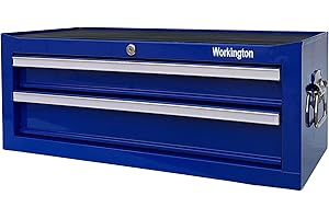 Workington Industrial 2 Drawers Portable Metal Intermediate Box, 26" Middle Tool Chest Cabinet with Ball Bearing Drawer Slides, Steel Tool Storage Box Organizer 4008 Blue
