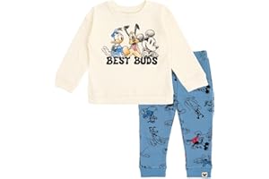 Disney Waffle Knit Pullover Sweatshirt and Jogger Pants Outfit Set Newborn to Little Kid Sizes (0-3 Months - 5)
