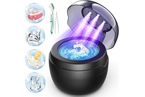SEEPARK AI Ultrasonic Retainer Cleaner, 250ML Retainer Cleaner Machine for Dentures, Mouth Guards, Braces, Toothbrush Heads, Jewelry, Ring, 50kHz Digital ultrasonic Cleaner with 4 Modes