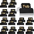 Outus 24 Pieces Monthly Tabs for Planner Monthly Calendar Stickers Adhesive Tabs Designer Accessories Planner Stickers Decorative for Office Planners Organizations(Black)