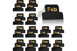 Outus 24 Pieces Monthly Adhesive Tabs for Planner - Designer Accessories Monthly Tabs Stickers Decorative for Office Planners Organizations Sturdy Notebook Planners Journal(Black)