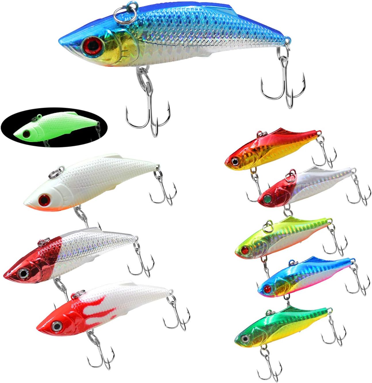 Saltwater Lures Set 9pcs, Lipless Crankbaits for Bass Lure Diving Lure Include Night Fishing Plugs 3” Bass Lures with Lifelike Coating and Strong Blood Slot Hook (VIB & Minnow 9PCs) : Sports & Outdoors