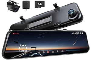 Pelsee P12 Pro Max 4K+2.5K Rear View Mirror Camera, 12'' Mirror Dash Cam with 2.5K Rear Camera,5G Wi-Fi WDR Front and Rear Da