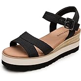 DREAM PAIRS Wedge Sandals for Women Espadrille Platform Sandals Open Toe Ankle Strap Low Wedges Heel Comfortable Sandals for Summer