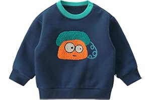 LABISHU Little Kids Long Sleeve Fleece Sweatshirt Toddler Boys Crewneck Cartoon Printed Sherpa Lining Tops