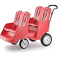 Gaggle by Foundations 4 Seat Buggy Stroller | 4-Seat Quad Stroller with 5-Point Harness for Added Safety | Multi-Child Buggy with Soft Stop Brake | Fits Through Standard Doorways | Red