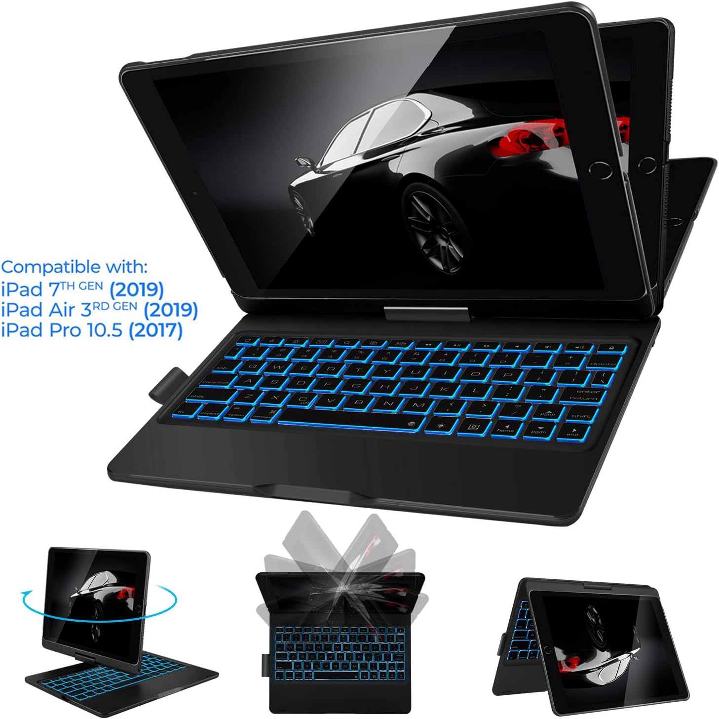 ELTD Keyboard Case for iPad 10.2 inches Front Prop Stand