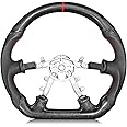 TESFEEL Carbon Fiber Steering Wheel for Chevy Corvette C5 1997-2004 D-shaped Flat-bottom Steering Wheel Preforated Leather Grip Hand-Stitched Compatible with C5 Z06